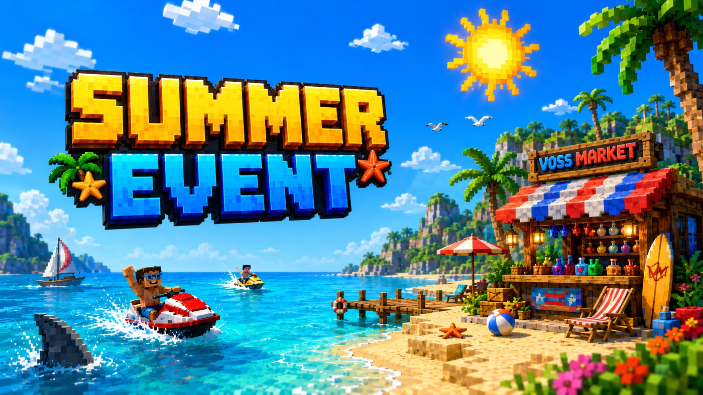 Tienda Voss Market en una isla gamer durante el Summer Event